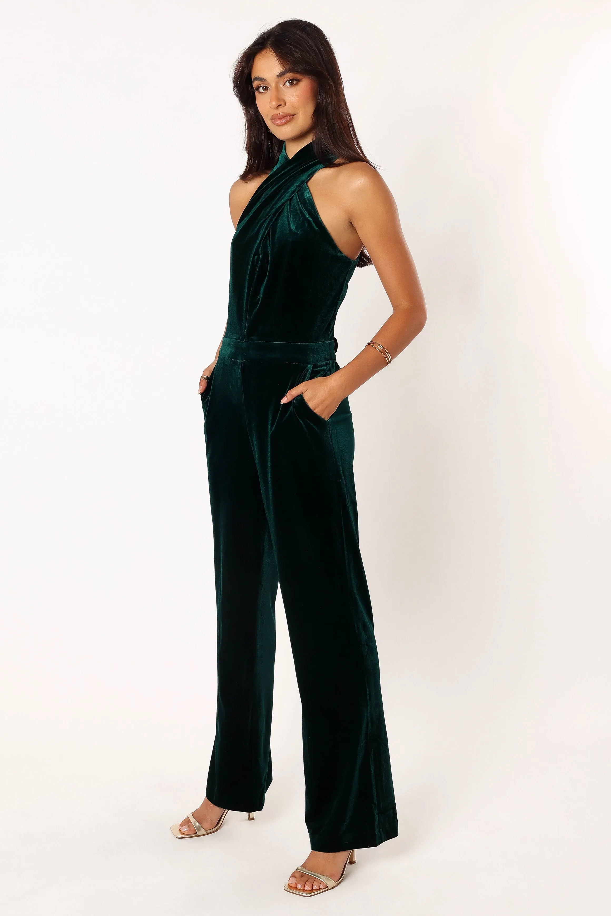 Liberty Velvet Jumpsuit - Hunter Green