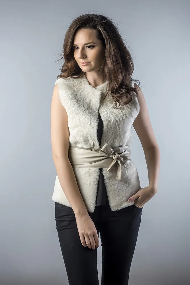 Light Brown Reversible Natural Nappa Sheepskin Fur Vest