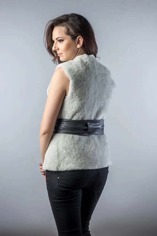 Light Gray Reversible Natural Nappa Sheepskin Fur Vest