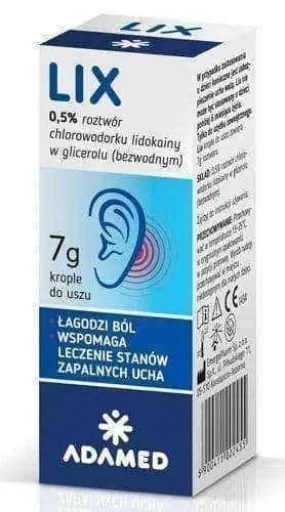 Lix ear drops 7g, lidocaine hydrochloride in glycerol (anhydrous)