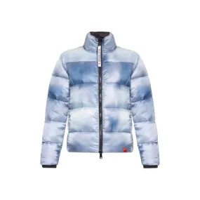 Love Moschino Chic Light Blue Down Jacket with Logo Patch