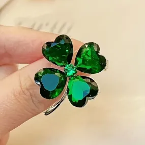 Lucky Green Crystal Clover Brooch for Womens Fashion Accessories