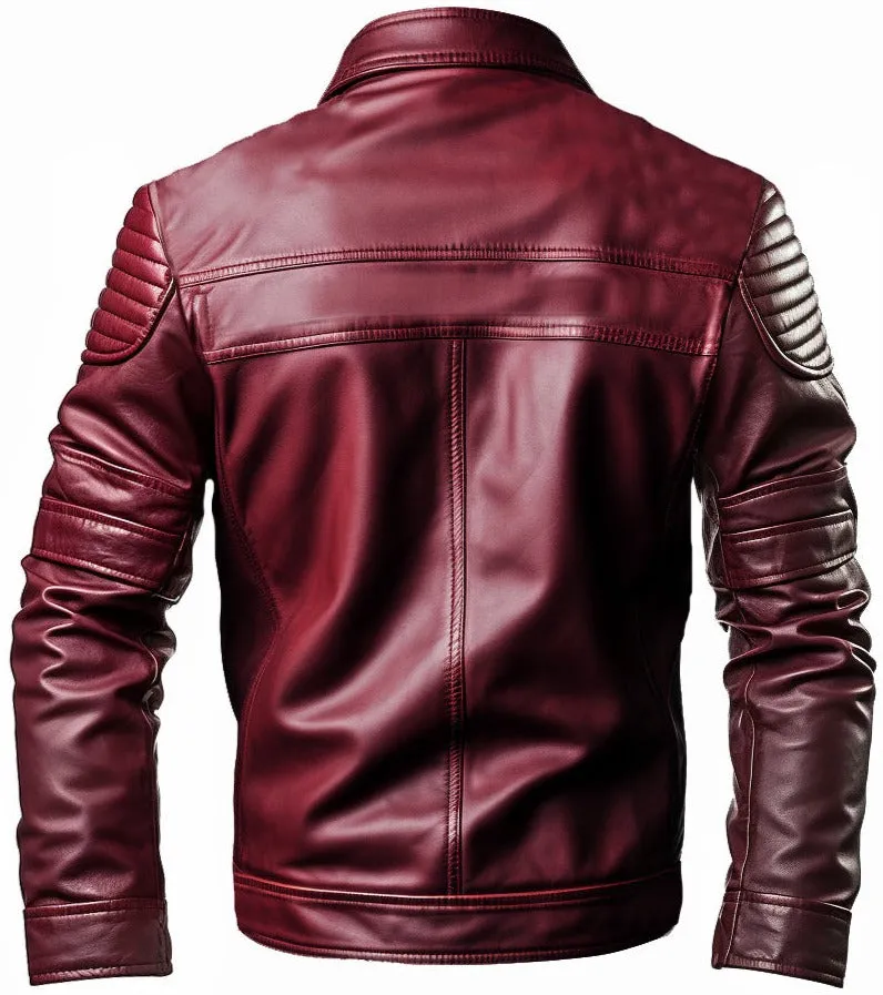 Men Angel Maroon Designer Leather Jacket