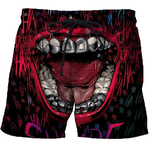 Men's Board Shorts Swim Trunks with Comic/Horror Prints