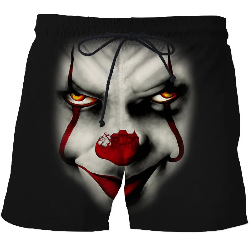 Men's Board Shorts Swim Trunks with Comic/Horror Prints