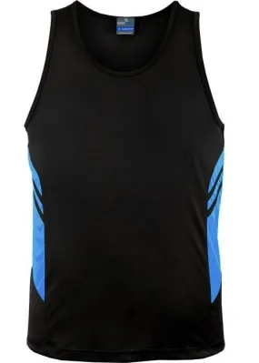 Mens Tasman Singlet Black/Cyan