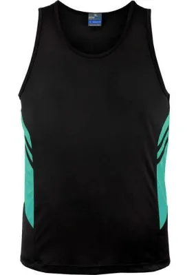 Mens Tasman Singlet Black/Teal