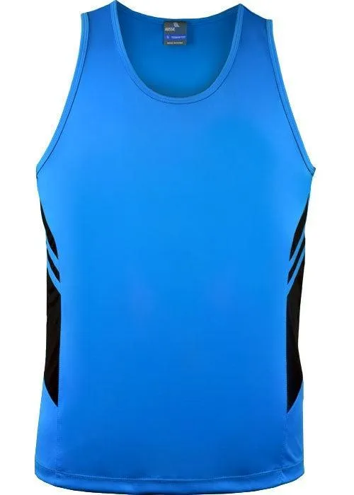 Mens Tasman Singlet Cyan/Black