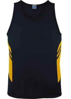 Mens Tasman Singlet Navy/Gold