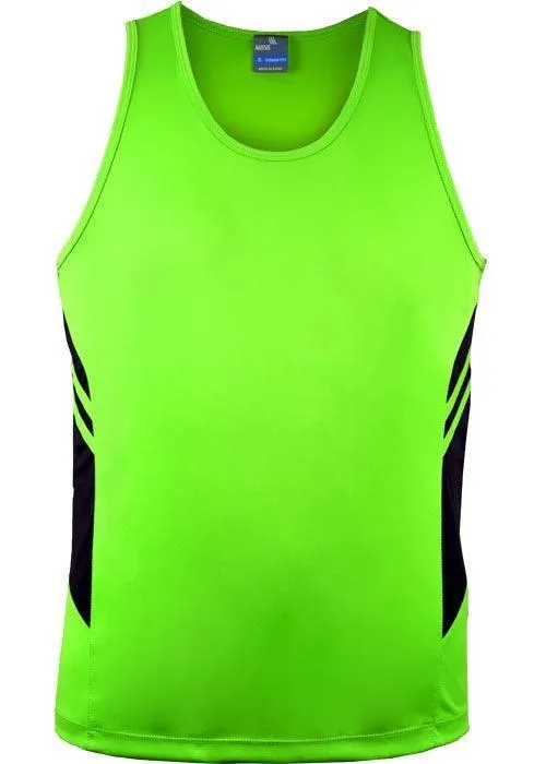 Mens Tasman Singlet Neon Green/Black