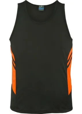 Mens Tasman Singlet Slate/Neon Orange