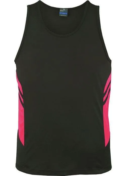 Mens Tasman Singlet Slate/Neon Pink