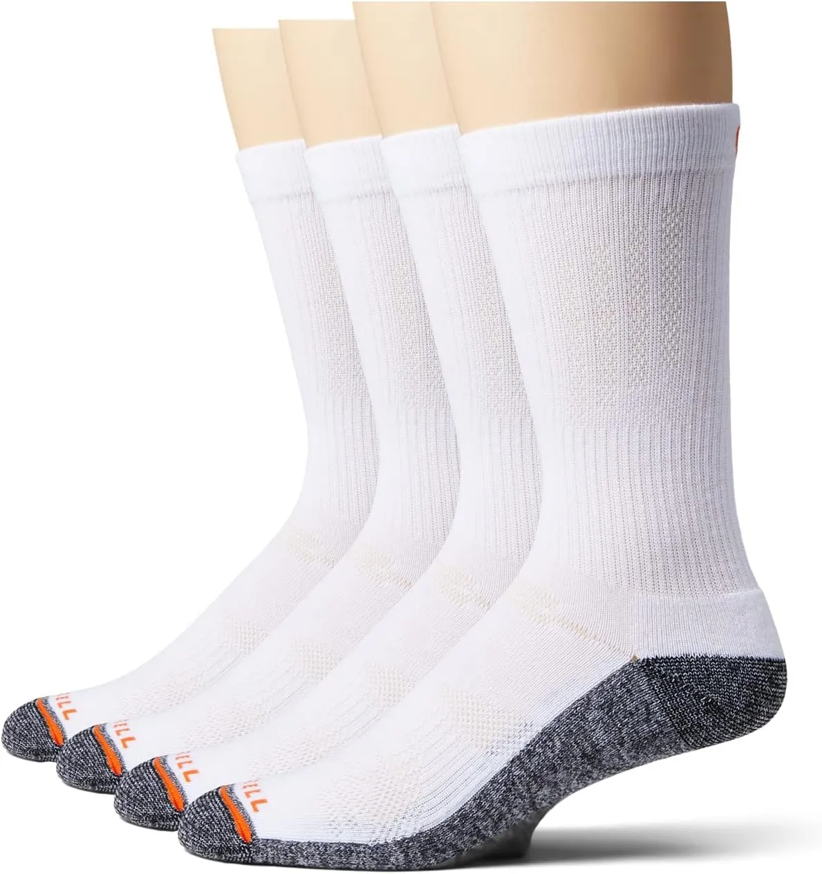 Merrell Men's and Women's Lightweight Work Crew Socks 3 Pair Pack - ComfortBase XS Repreve with Durable Reinforcement