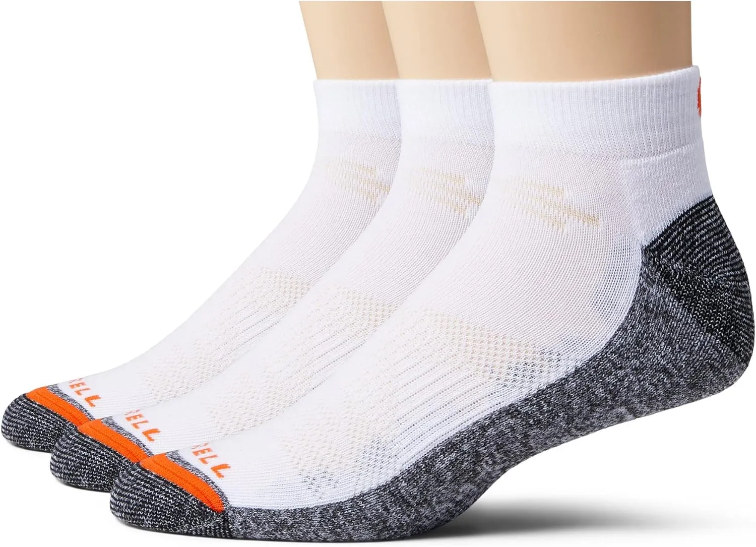 Merrell Men's and Women's Lightweight Work Low Cut Socks 3 Pair Pack - ComfortBase XS Repreve with Durable Reinforcement