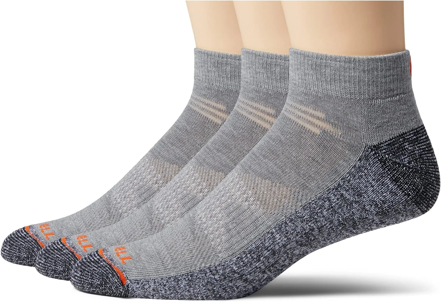 Merrell Men's and Women's Lightweight Work Low Cut Socks 3 Pair Pack - ComfortBase XS Repreve with Durable Reinforcement