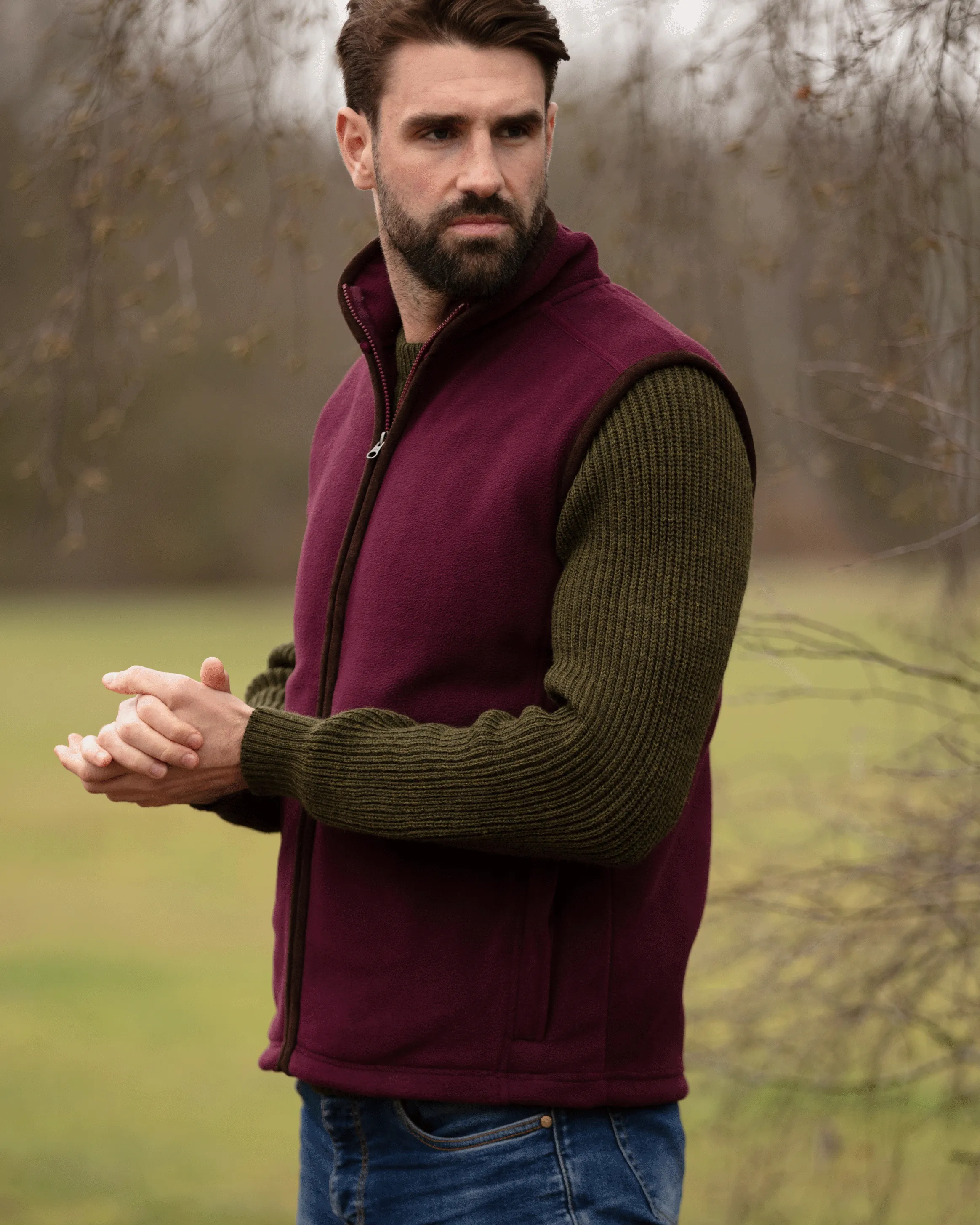 MF102 - Men's Fleece Gilet - PLUM