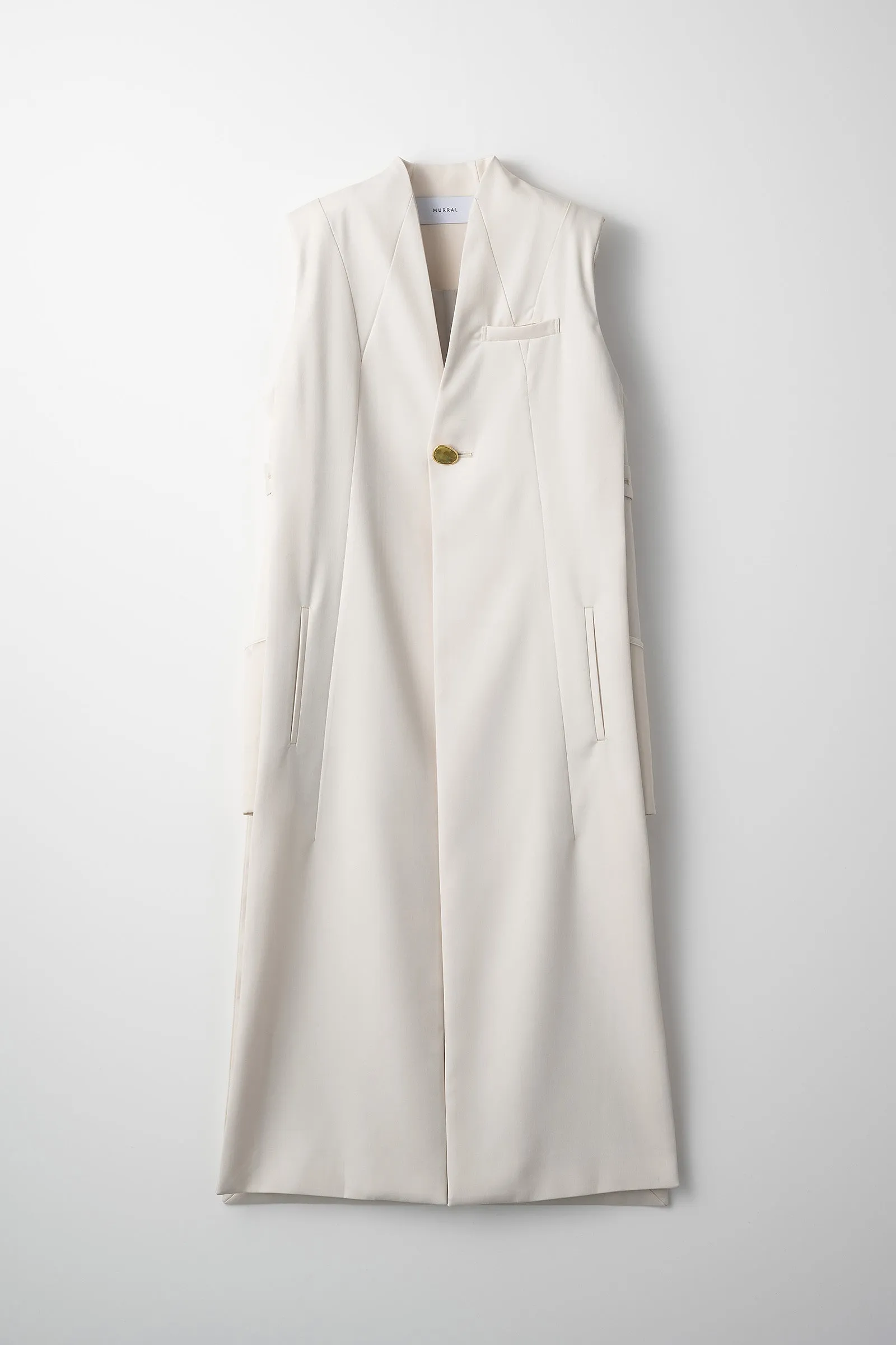 Monochrome long gilet (White)