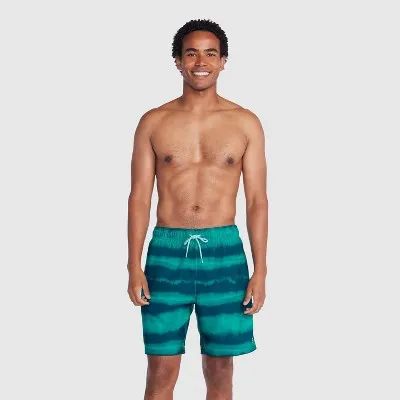 New - Speedo Men's 5.5" Striped Swim Shorts - Green XL