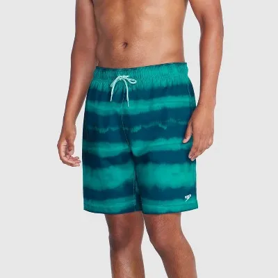 New - Speedo Men's 5.5" Striped Swim Shorts - Green XL