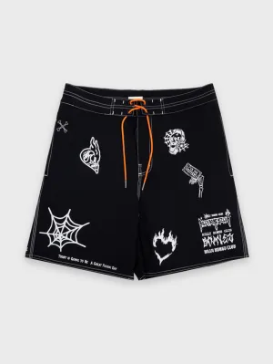 One Day At A Time Board Shorts - Black