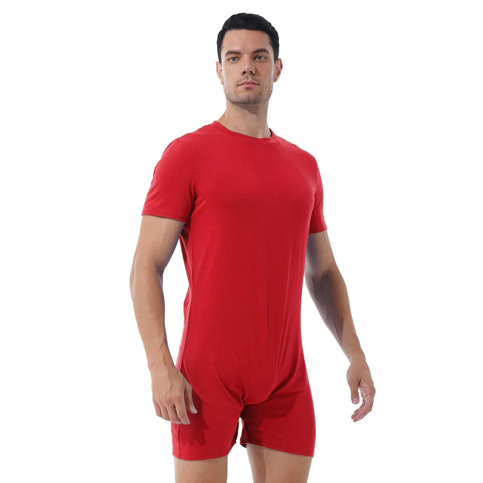 One-piece for Men Swimwear Swimsuit Round Neck Short Sleeve Jumpsuit Rompers Summer Sports Exercise Running Bodysutis Beach Wear