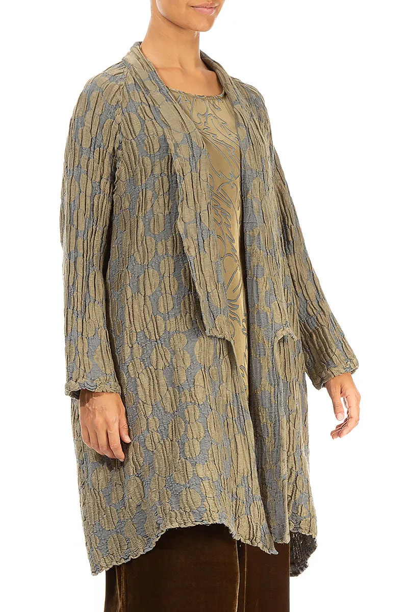 Open Silver Sage Circle Silk Linen Jacket