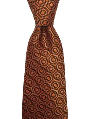 Orange and Black Extra Long Geometric Tie