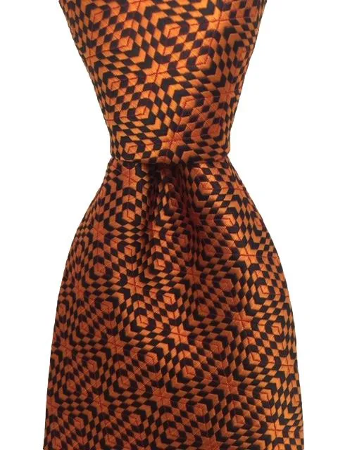 Orange and Black Extra Long Geometric Tie