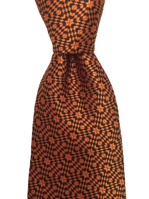 Orange and Black Extra Long Geometric Tie