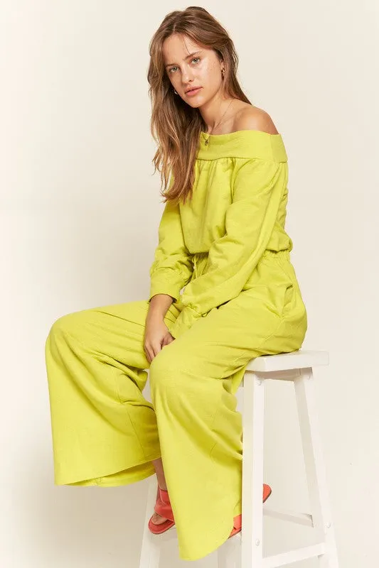 Plus One Shoulder Terry Jumpsuit