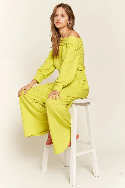 Plus One Shoulder Terry Jumpsuit