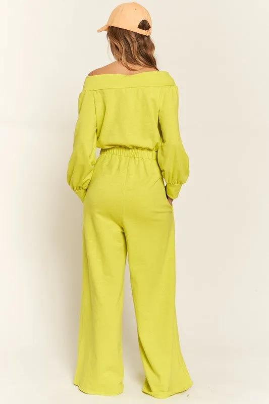 Plus One Shoulder Terry Jumpsuit