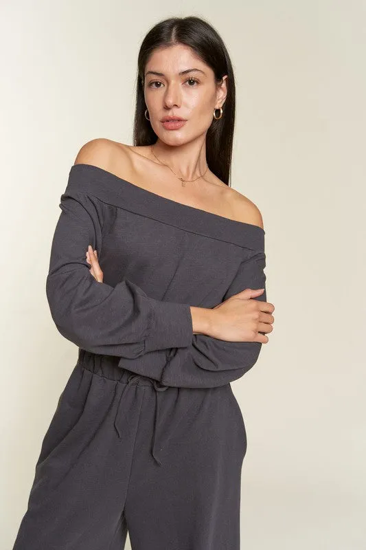 Plus One Shoulder Terry Jumpsuit