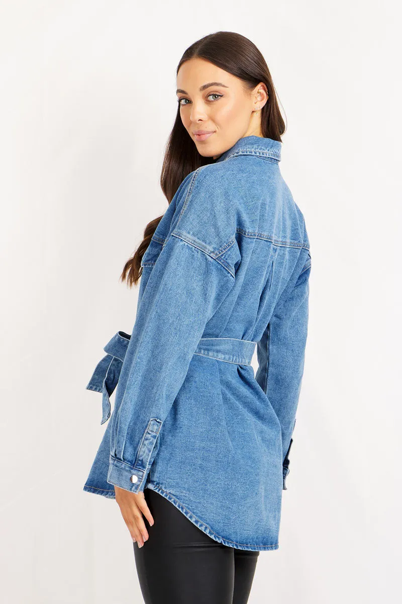 Pocket and Tie Denim Jacket