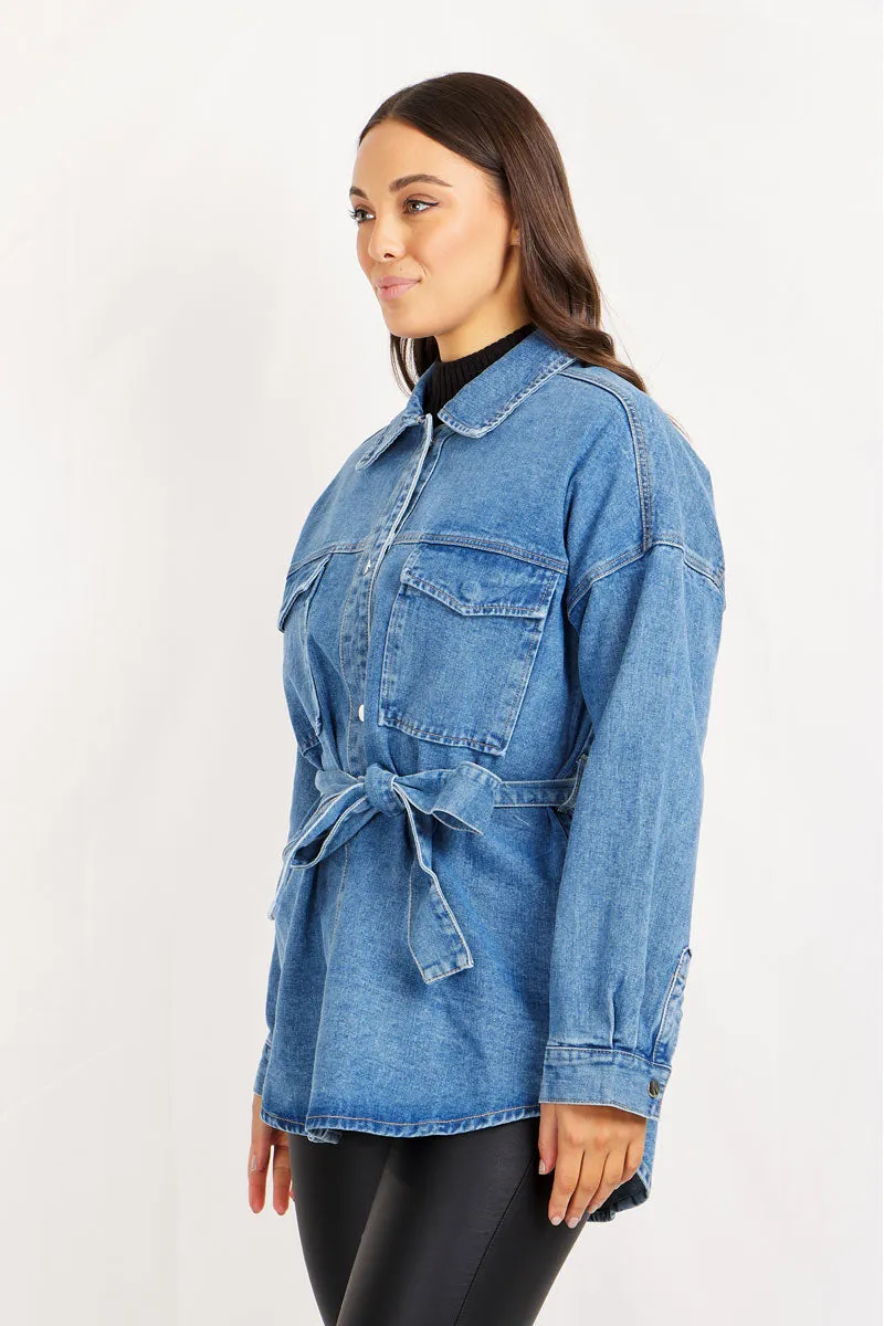 Pocket and Tie Denim Jacket