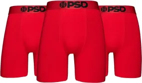 PSD Men's Cttn 3-Pack-Red On Red Boxer Briefs