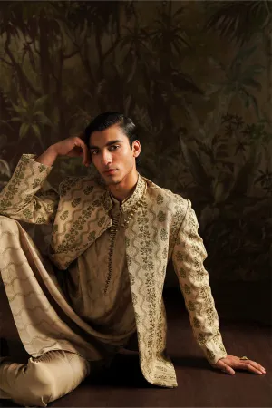 "Wasif" Beige Embroidered Bandhgala Jacket