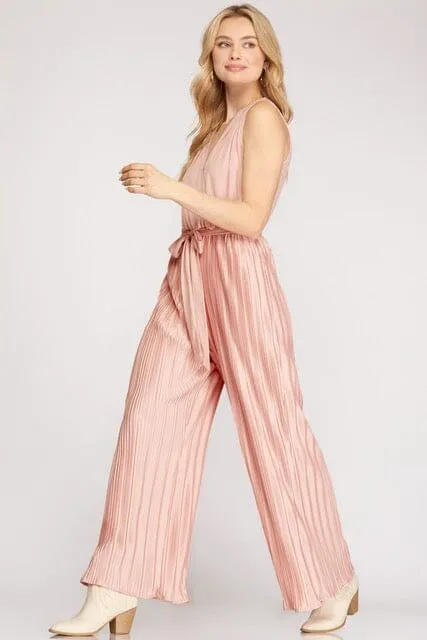 ROSE PLEATED JUMPSUIT