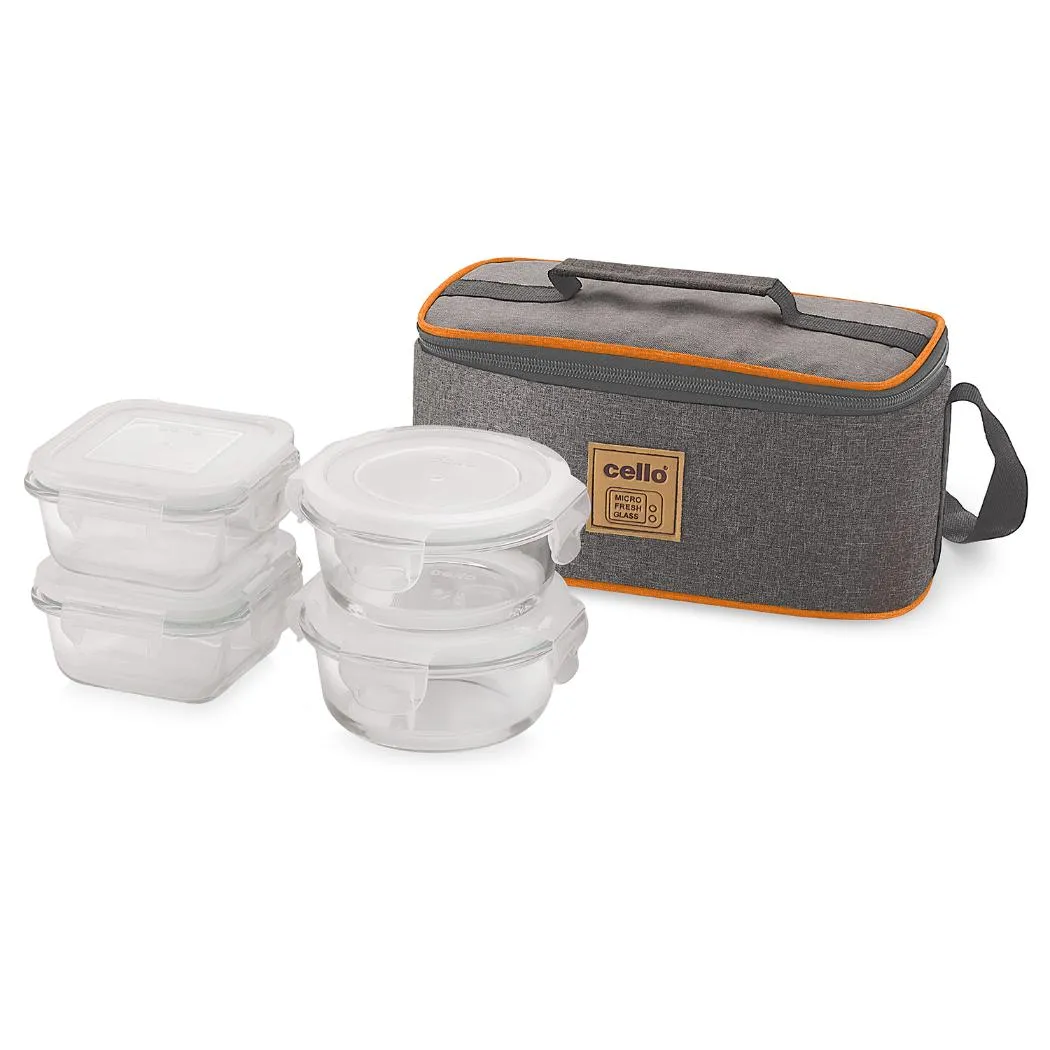 Royale Borosilicate Glass Lunch Box with Jacket, Set of 4