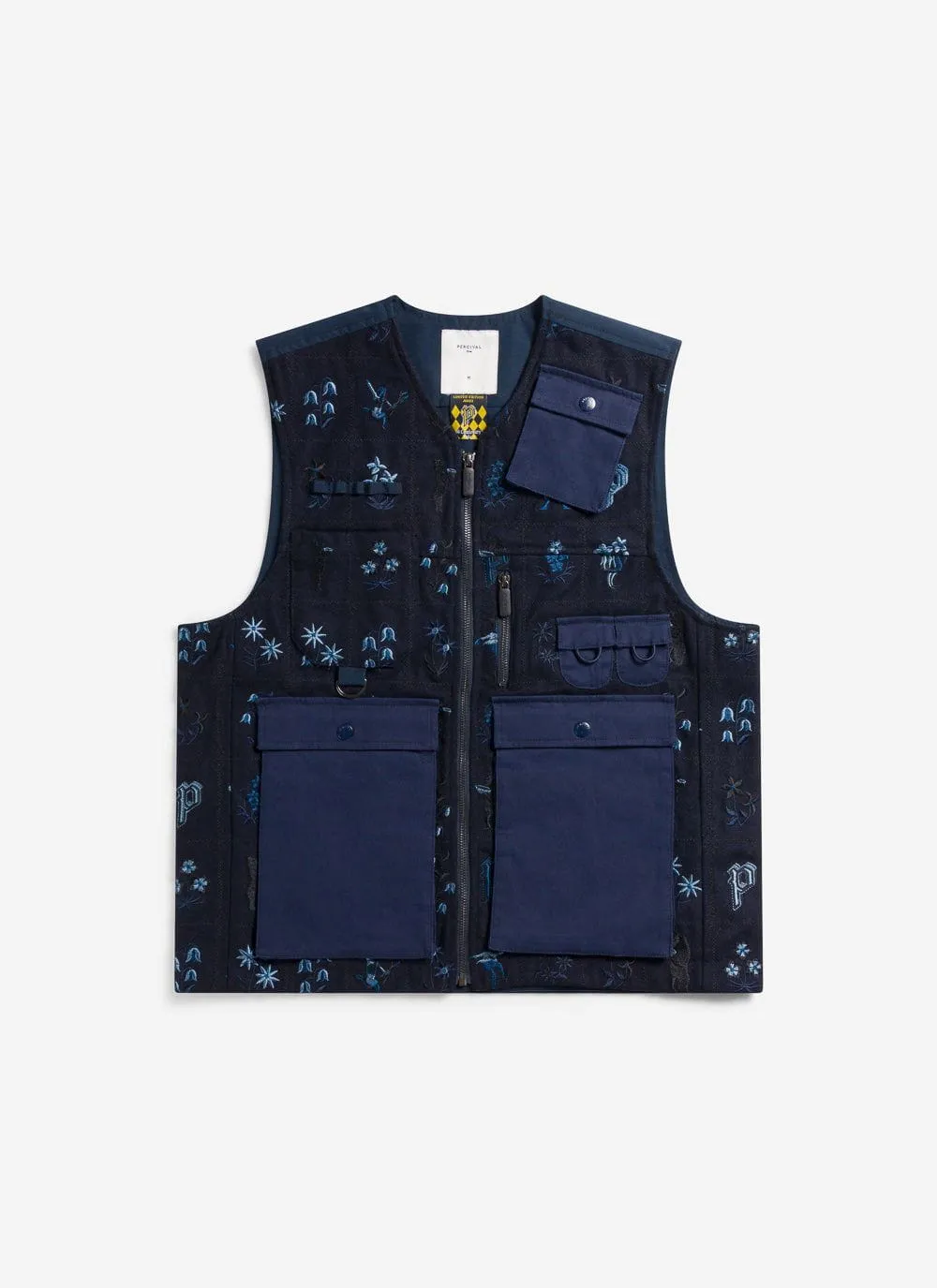 Saga Tapestry Gilet | Embroidered Wool | Navy