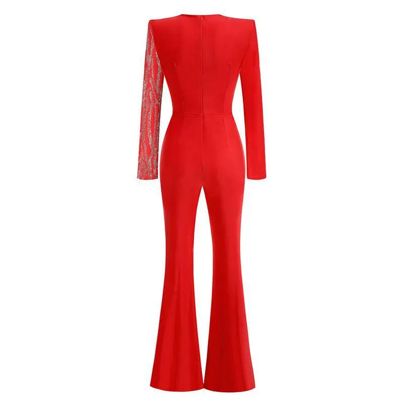 Sheila Long Sleeves Rhinestone Jumpsuit