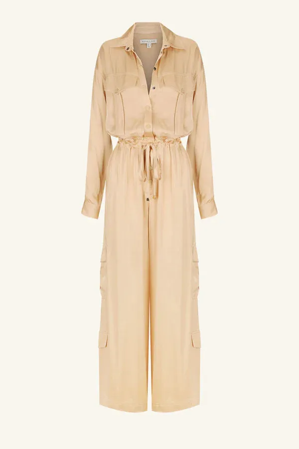 Shona Joy - Shae Drawstring Utility Jumpsuit - Oat