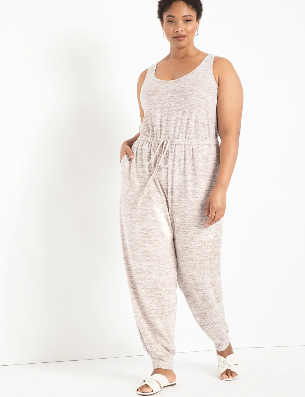 Soft Knit Jumpsuit In Tea