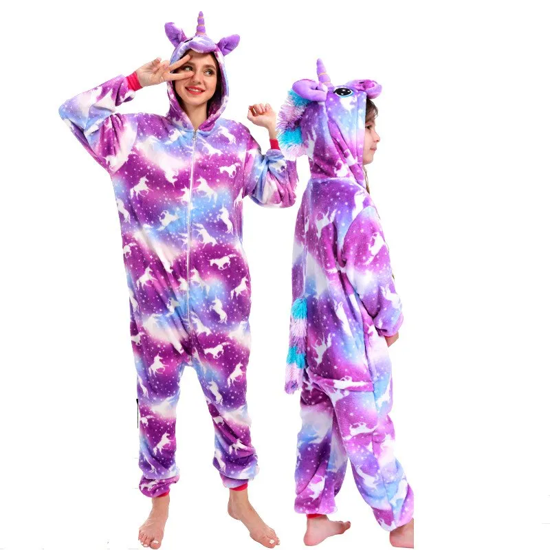 Stitch Unicorn Onesie Adults Teenagers Women Costume Pajamas Funny Flannel Warm Soft Sleepwear Overall Onepiece Jumpsuit