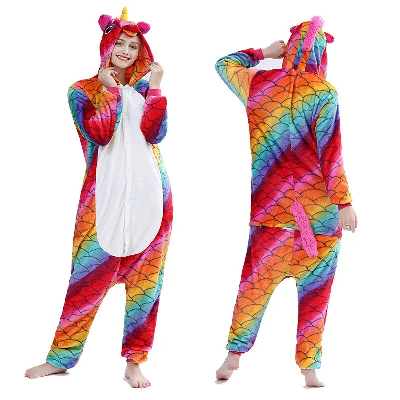 Stitch Unicorn Onesie Adults Teenagers Women Costume Pajamas Funny Flannel Warm Soft Sleepwear Overall Onepiece Jumpsuit