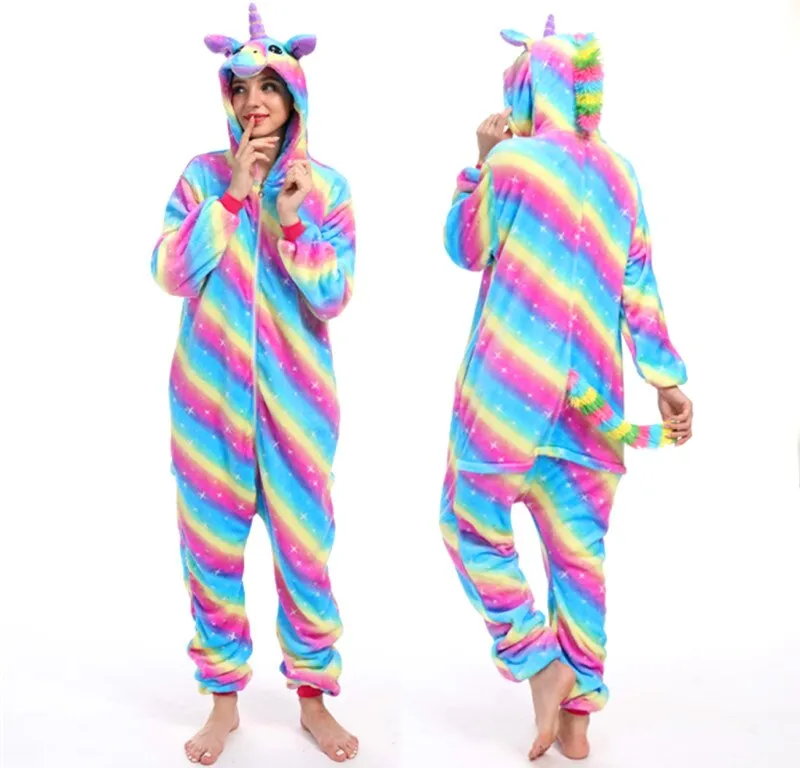 Stitch Unicorn Onesie Adults Teenagers Women Costume Pajamas Funny Flannel Warm Soft Sleepwear Overall Onepiece Jumpsuit