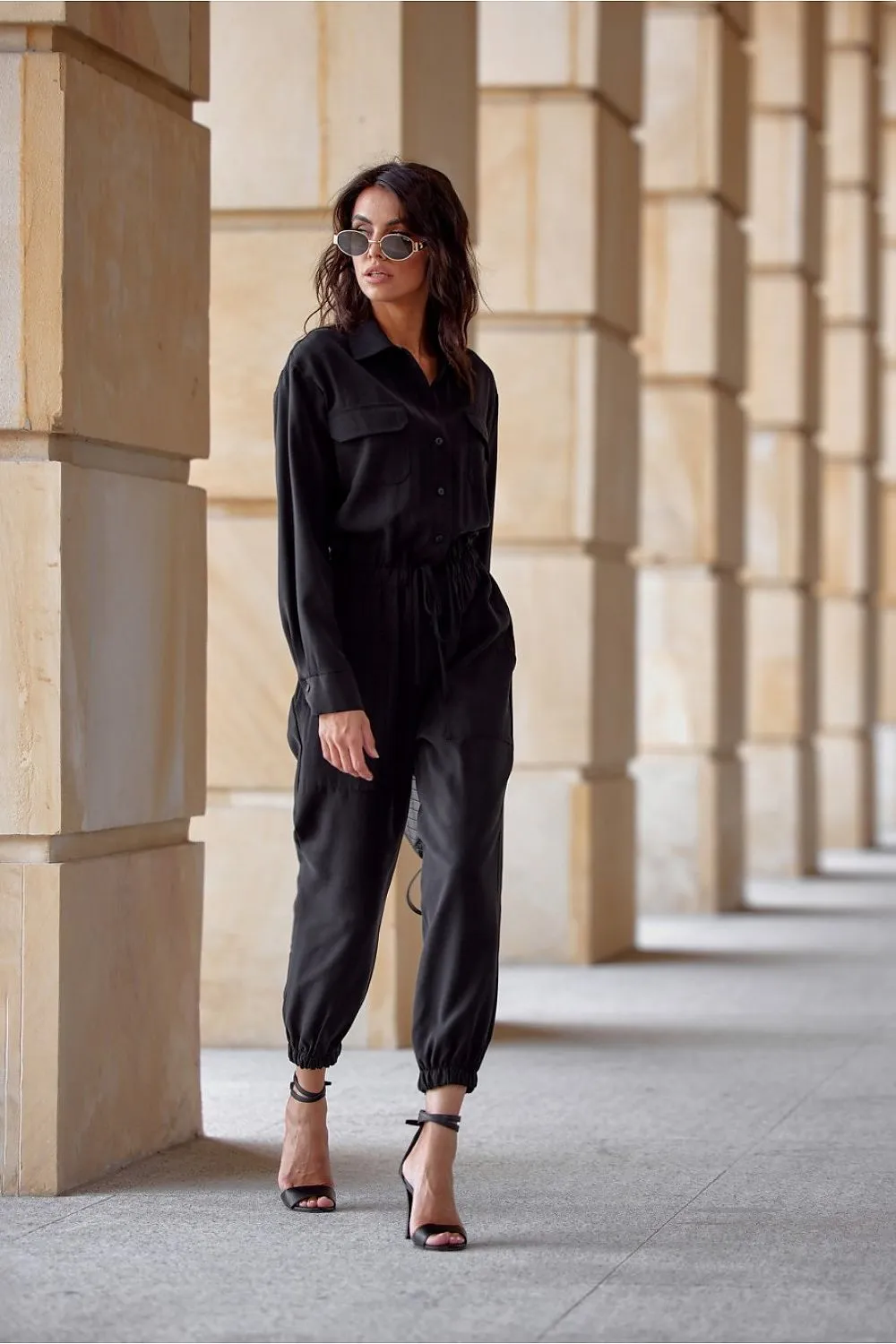 TEEK - Drawstring Waist Pocketed Jumpsuit