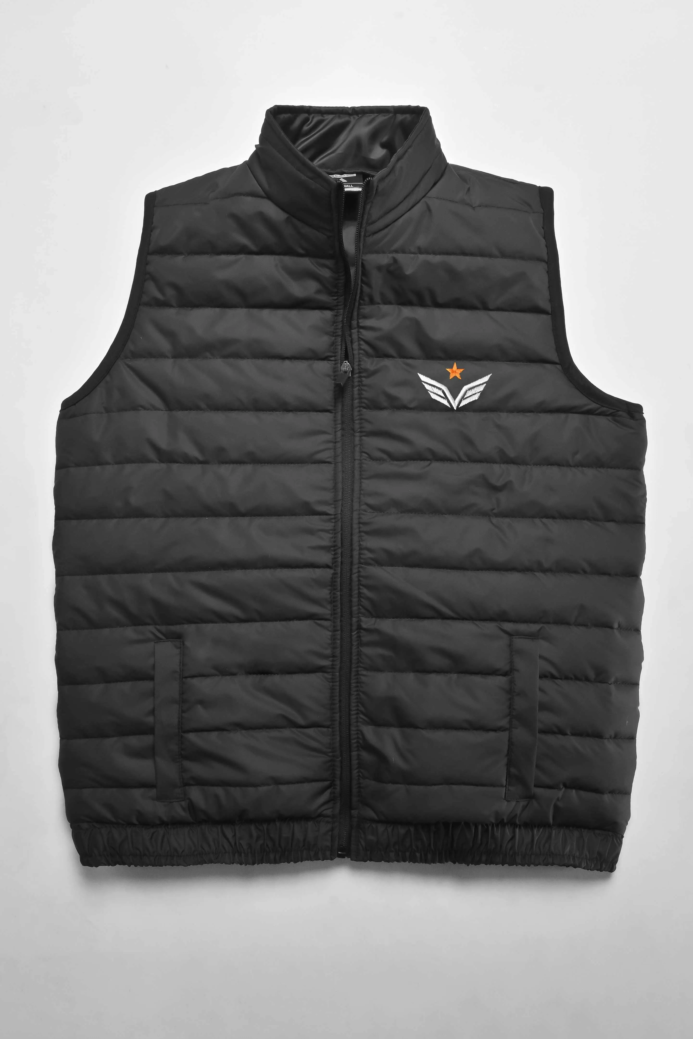 The Burnt Soul Men's Star Embroidered Sleeveless Puffer Gilet