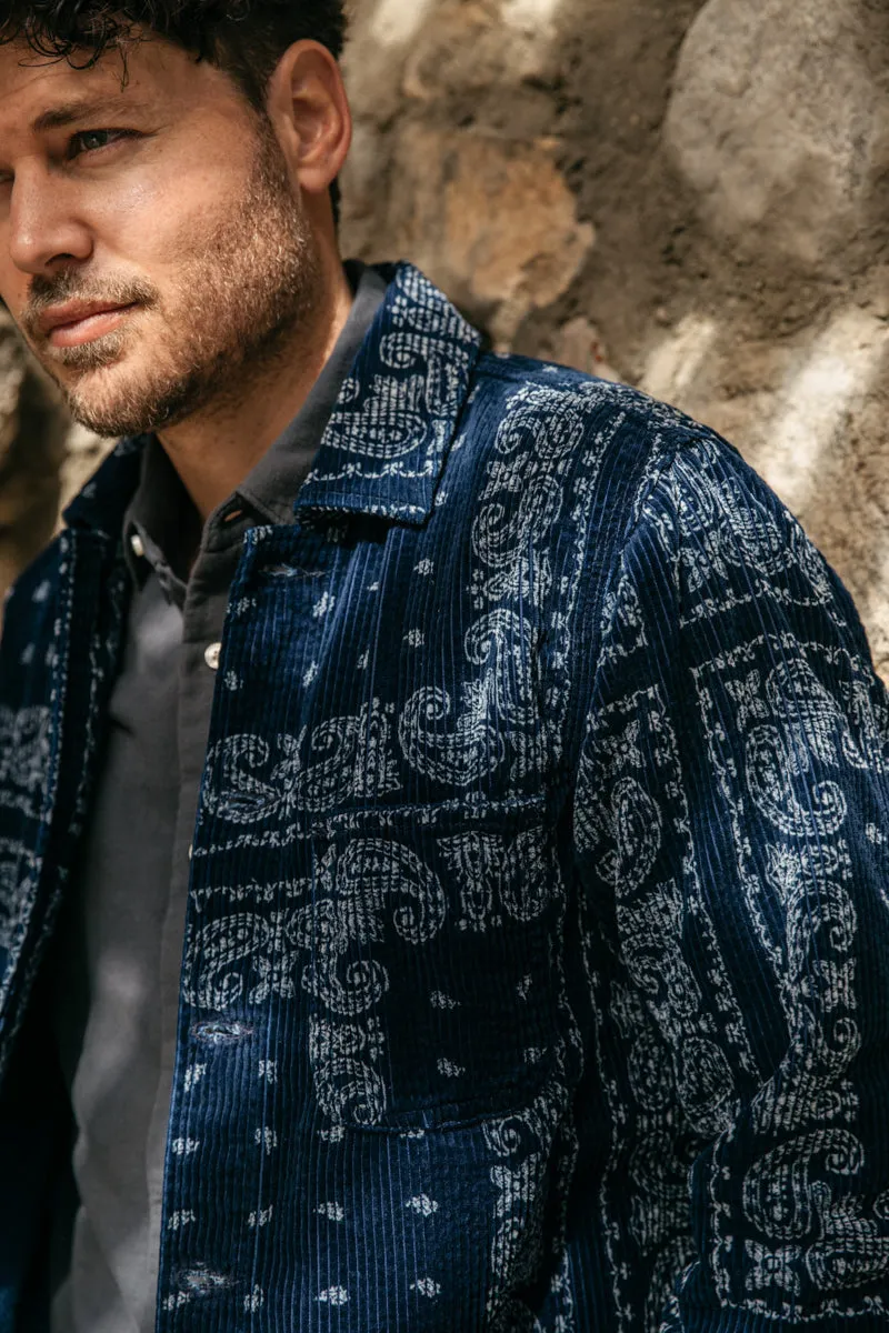 The Vise Bandanna Print Corduroy - Indigo