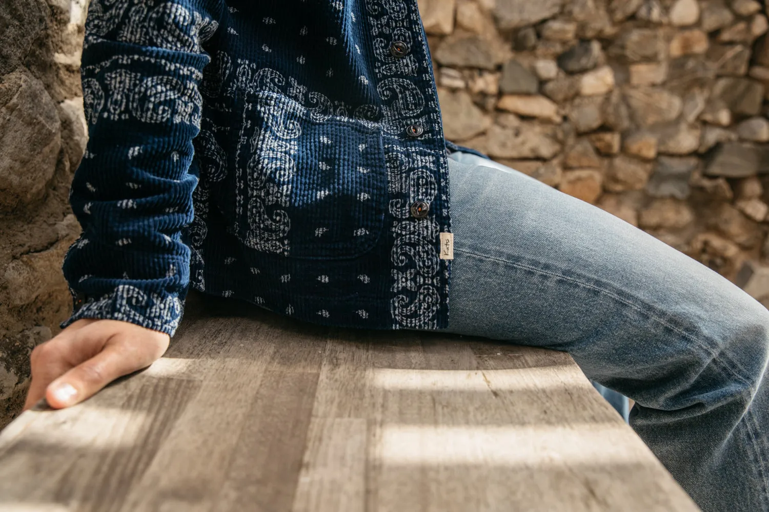 The Vise Bandanna Print Corduroy - Indigo